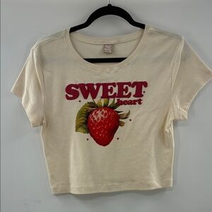 3For$20 Sweetheart Graphic Strawberry  Crop Topsize: L